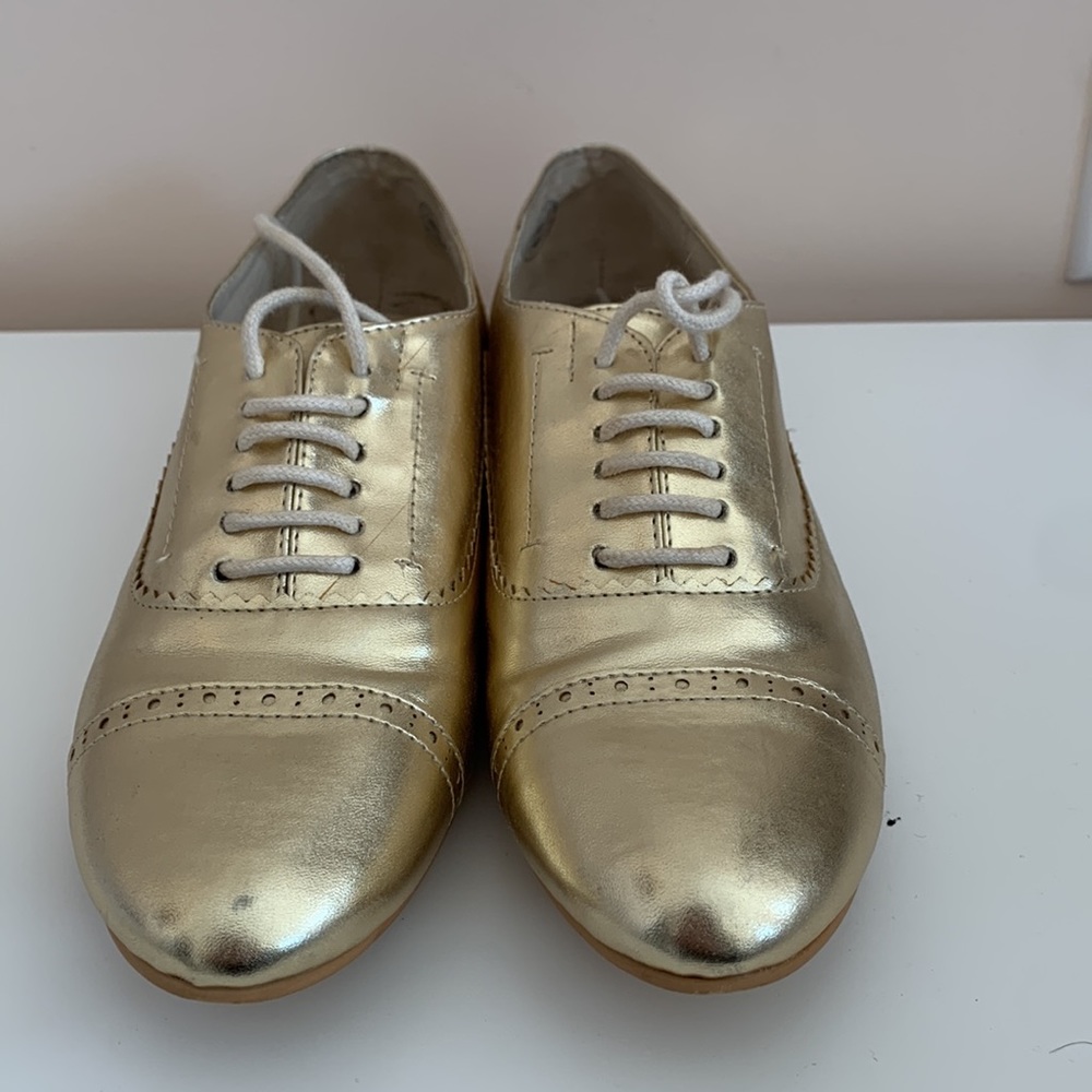 Gold leather Le Bunny Bleu lace up shoes with box 7.5